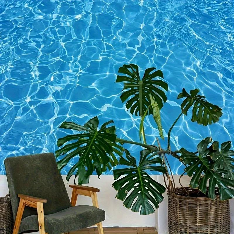 1 Stück, 2D flacher blauer Wasserwellen-Fotografie-Hintergrund, geeignet für Geburtstagsfeiern, Poolpartys und Studio-Dekoration, ws