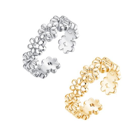 Foot Ring Comfortable Alloy Joint Ring with Exquisite Flowers Adjustable Opening Design Electroplated Toe Ring