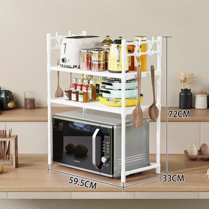 2/3-Tier Metal Kitchen Rack Countertop Microwave Spice Organizer Heavy-Duty Standing Shelf for Dishes/Pots/Pans On Sale