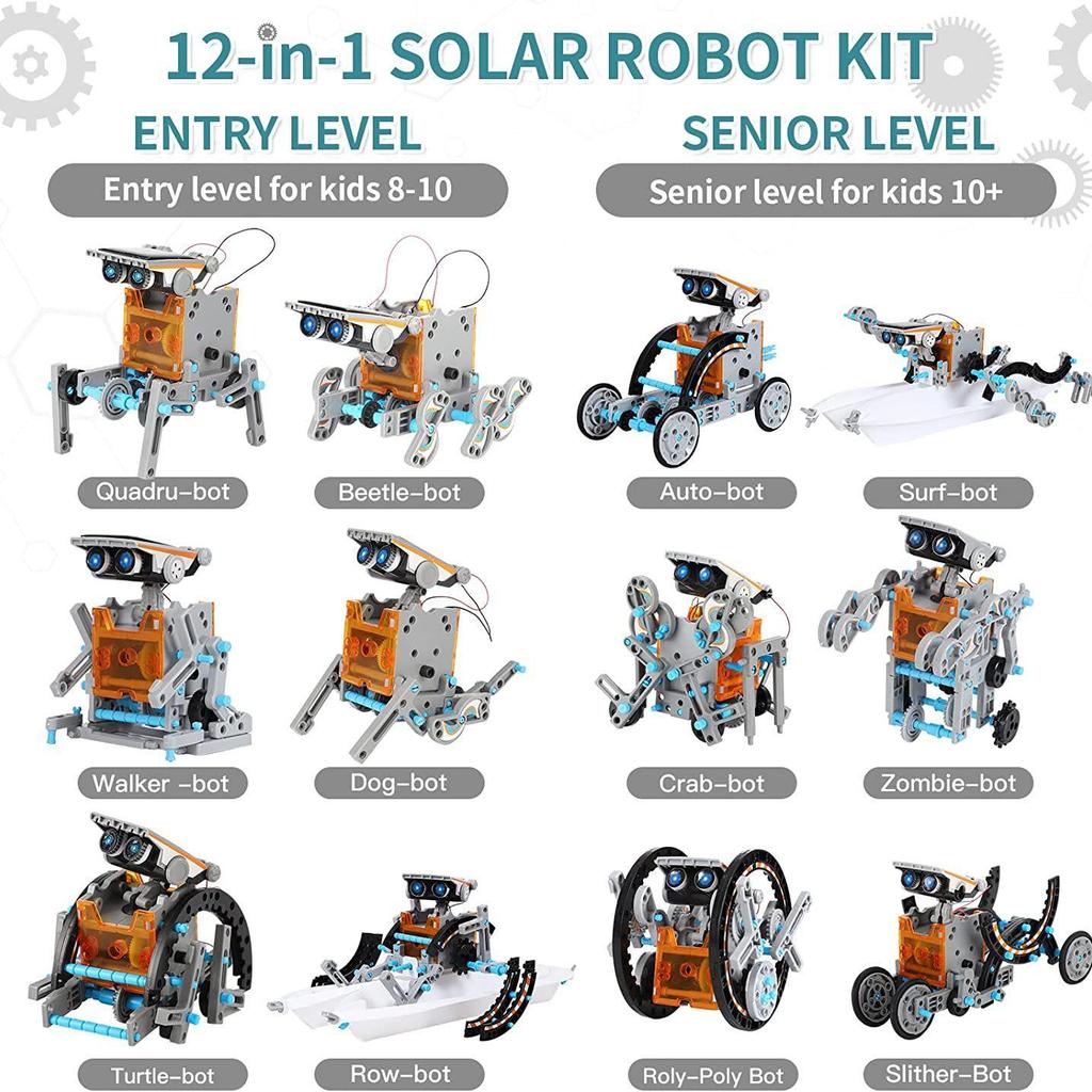 Enhanced 13-in-1 DIY Solar-Powered Robot Car Kit