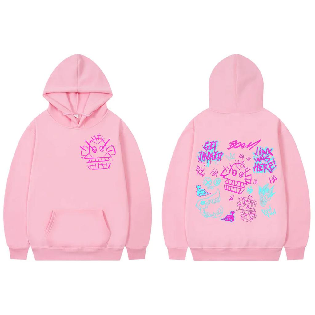 Game Anime Jinx Graffiti Print Hoodie Harajuku Oversized Clothing Pullovers Men Women Fashion Hooded Sweatshirts