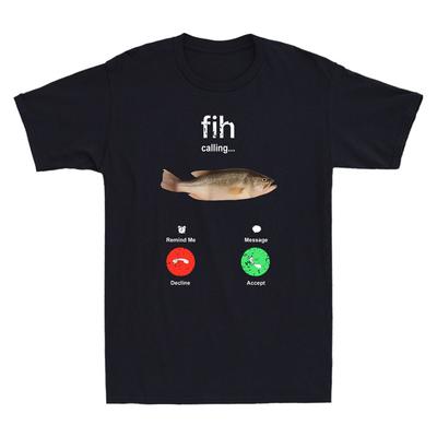 Fih Calling Remind Me Message Decline Accept Phone Call Fish Funny Men's T-Shirt Unisex T-Shirt