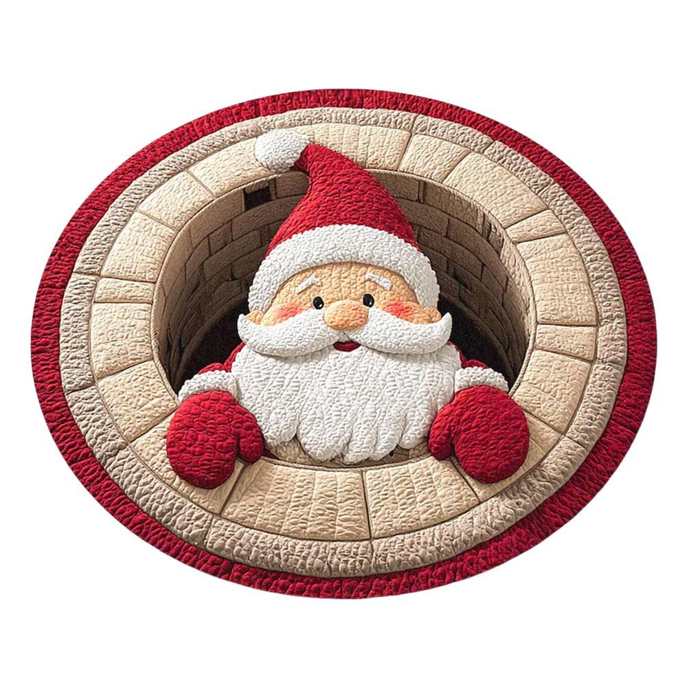 60*60cm Christmas Round Carpet Crystal Velvet Red Christmas Tree Base Mat 3D Special-shaped Anti-Slip Entrance Carpet