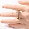 Elegant Sparkling Synthetic Zirconia Design Golden Plated Engagement Ring for Women Gorgeous Fashion Bridal Wedding Jewelry Gift