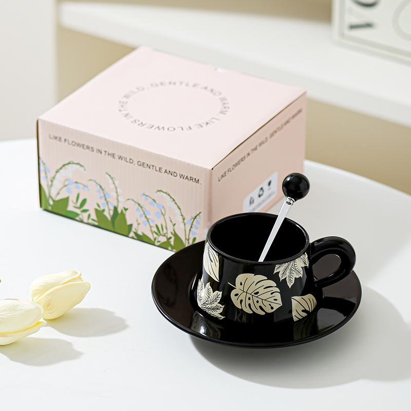 Creative Office Worker Afternoon Tea Coffee Cup Saucer Set Ceramic Cup High End Sense Housewarming Wedding Socks Gift Cup