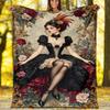 Victorian Beauty Blanket Personalized Name Flannel Blanket Soft Cozy Plush Throw for Sofa Bed Lightweight Home Décor