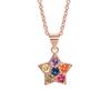 Star Colored Diamond Necklace with Ethnic Literature Style Colorful Polygonal Cat's Eye Stone Five Point Star Necklace
