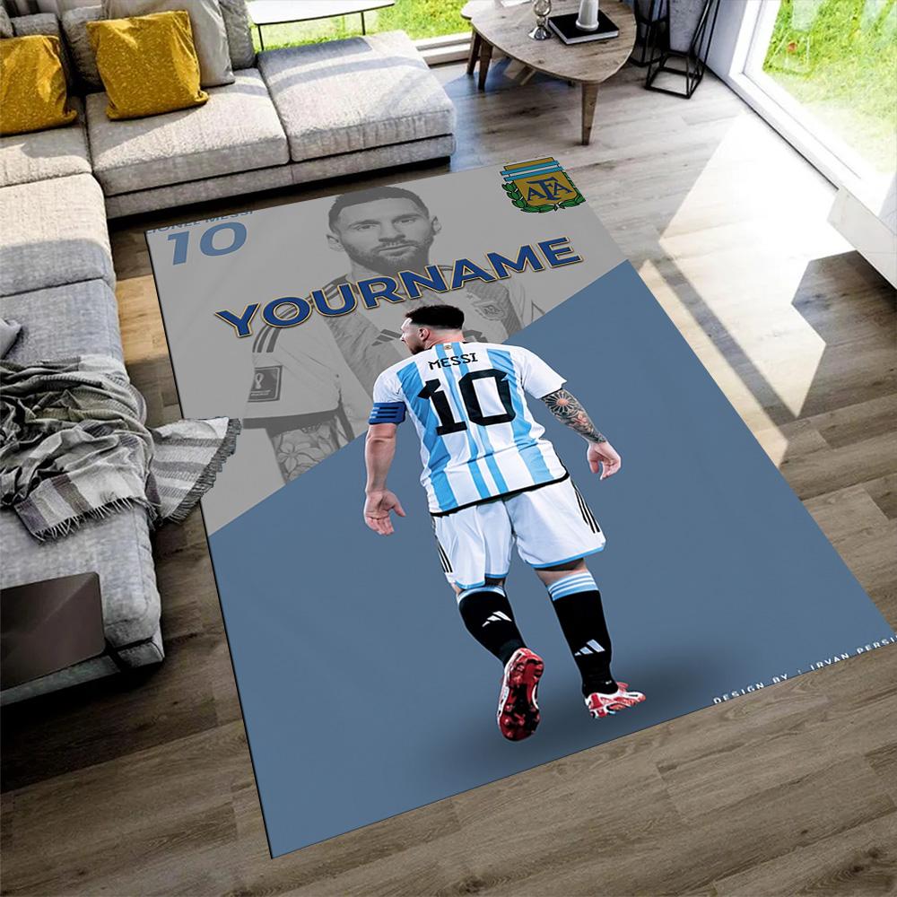 Messi Personalized Name Carpet Design for Dormitory Dining Room Entryway Game Room Anti-slip Rug Decorate Offices