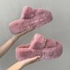 Fluffy 7CM Women Platform Flats Slippers Shoes Comfort Open Toe Slides 2025 New Spring Autumn Female Home Shoes