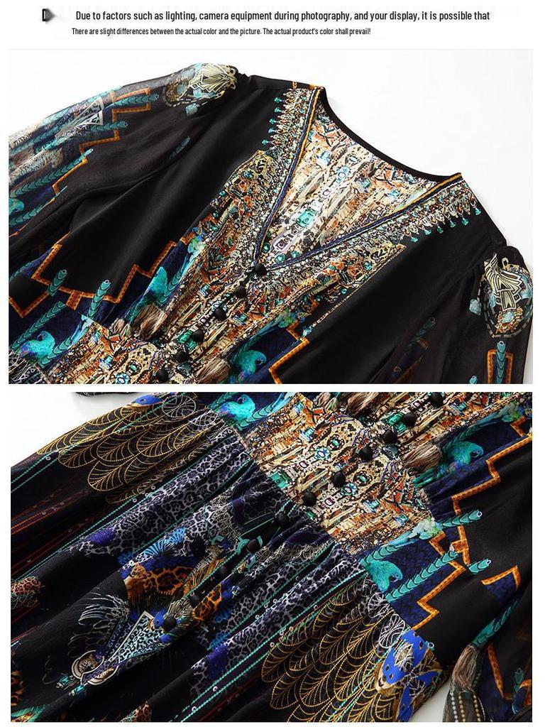 Silk Dress with Exotic Print
