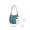 Women's Litchi Grain Genuine Leather Bucket Bag, Soft Minimalist Commute Handbag with Adjustable Strap, Shoulder, Crossbody & Underarm Bag
