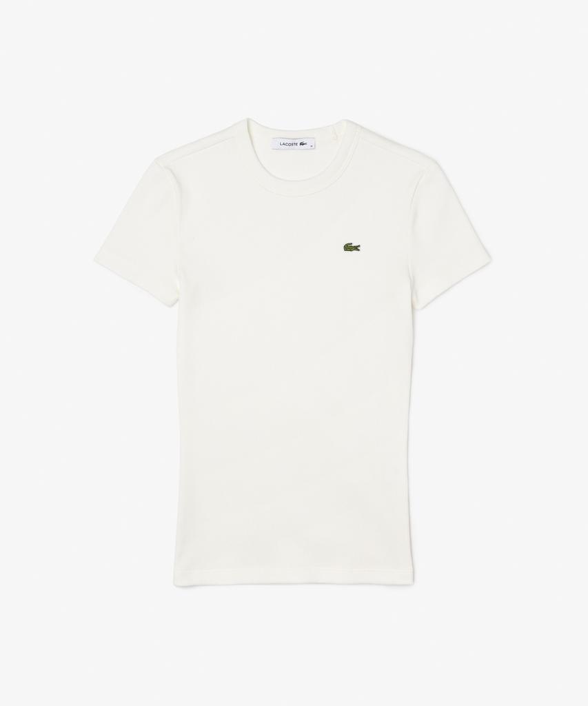 LACOSTE Women'S Slim Fit Rib Knit Short Sleeve T-Shirt Tf5538-56G 70V