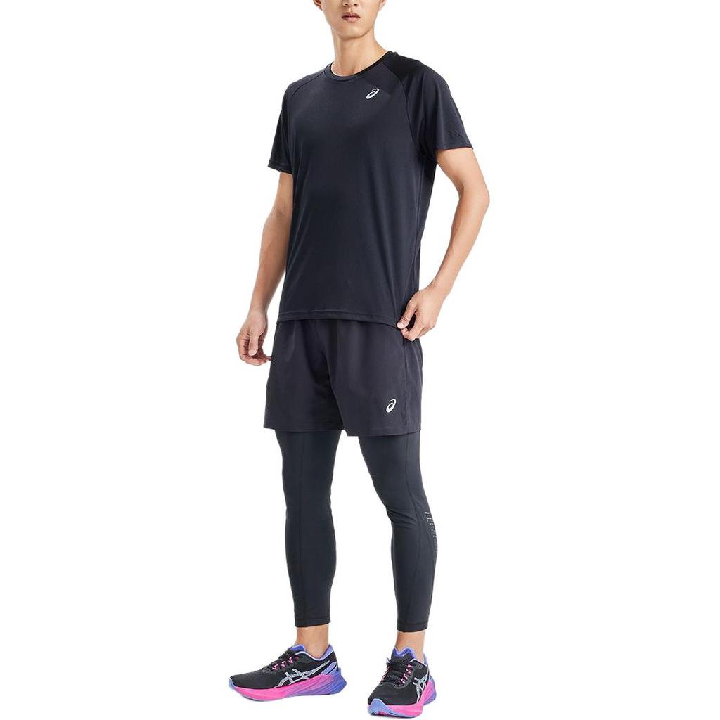 Asics Solid Color Outdoor Casual Round Neck Short Sleeve T-Shirt Men Tops Black 2011C701-001