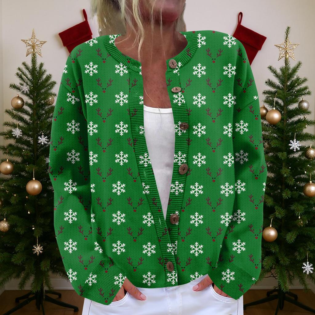 Women's Cardigan Long Sleeve Lightweight Fun Christmas Print Jacket