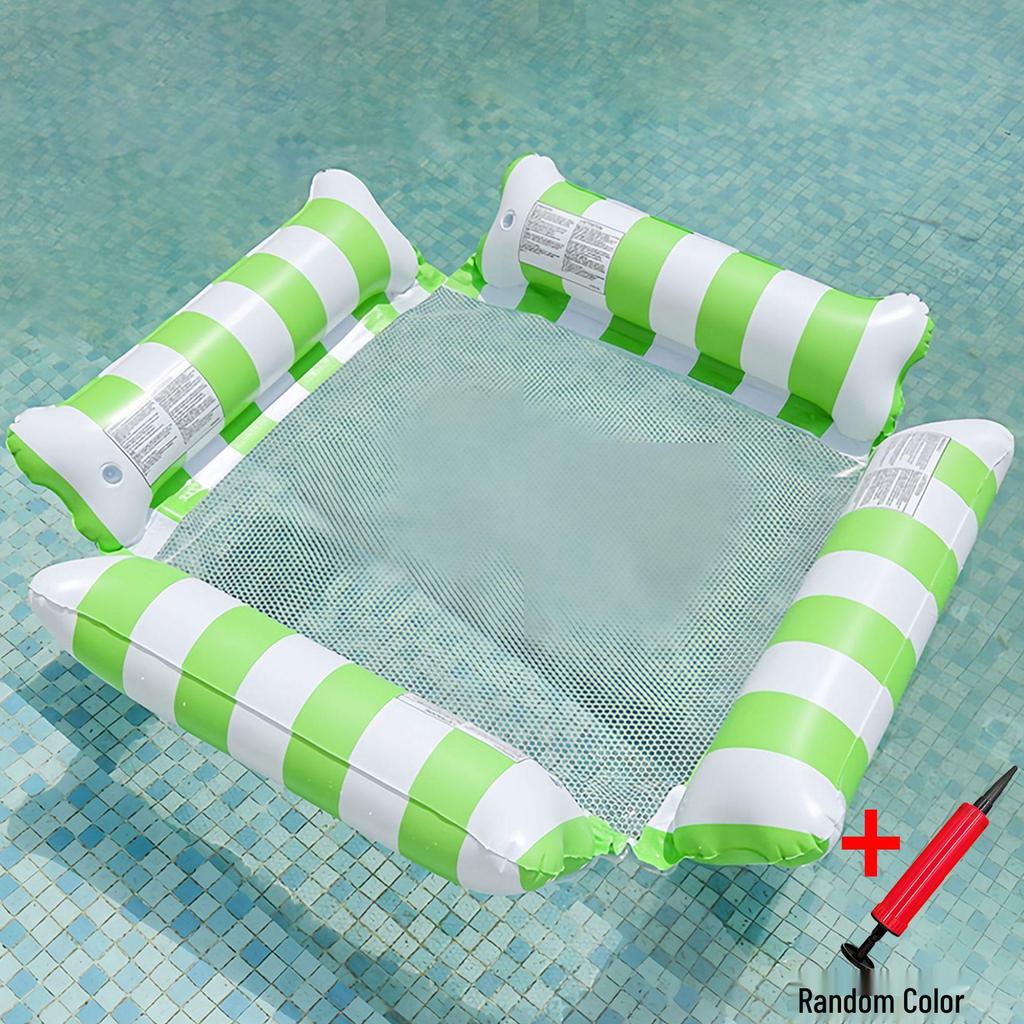 Inflatable Stripe Mesh Floating Bed - Foldable Seaside Lounger