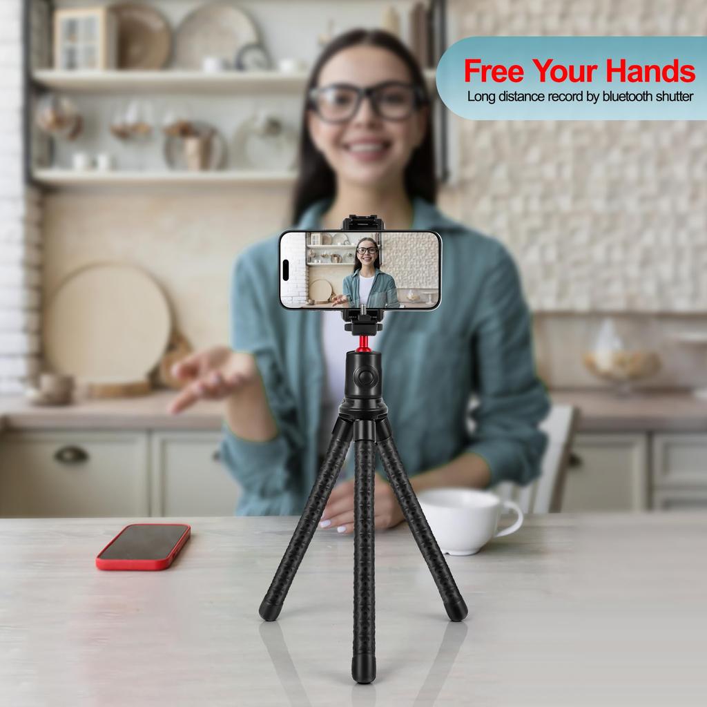 Zeadio Flexible Camera Tripod with Ball Head Cold Shoe Portable Selfie Stick Handle Grip for Vlogging and Travel with Sports Cameras and 360° & Mount,