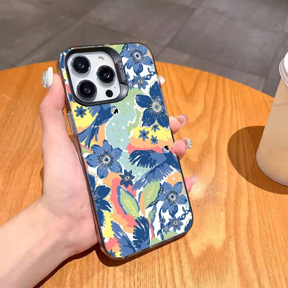 Flowers A-Art Phone Case For iPhone17,16,15,14,13,12,11,Pro,MAX White Matte Shockproof Cover