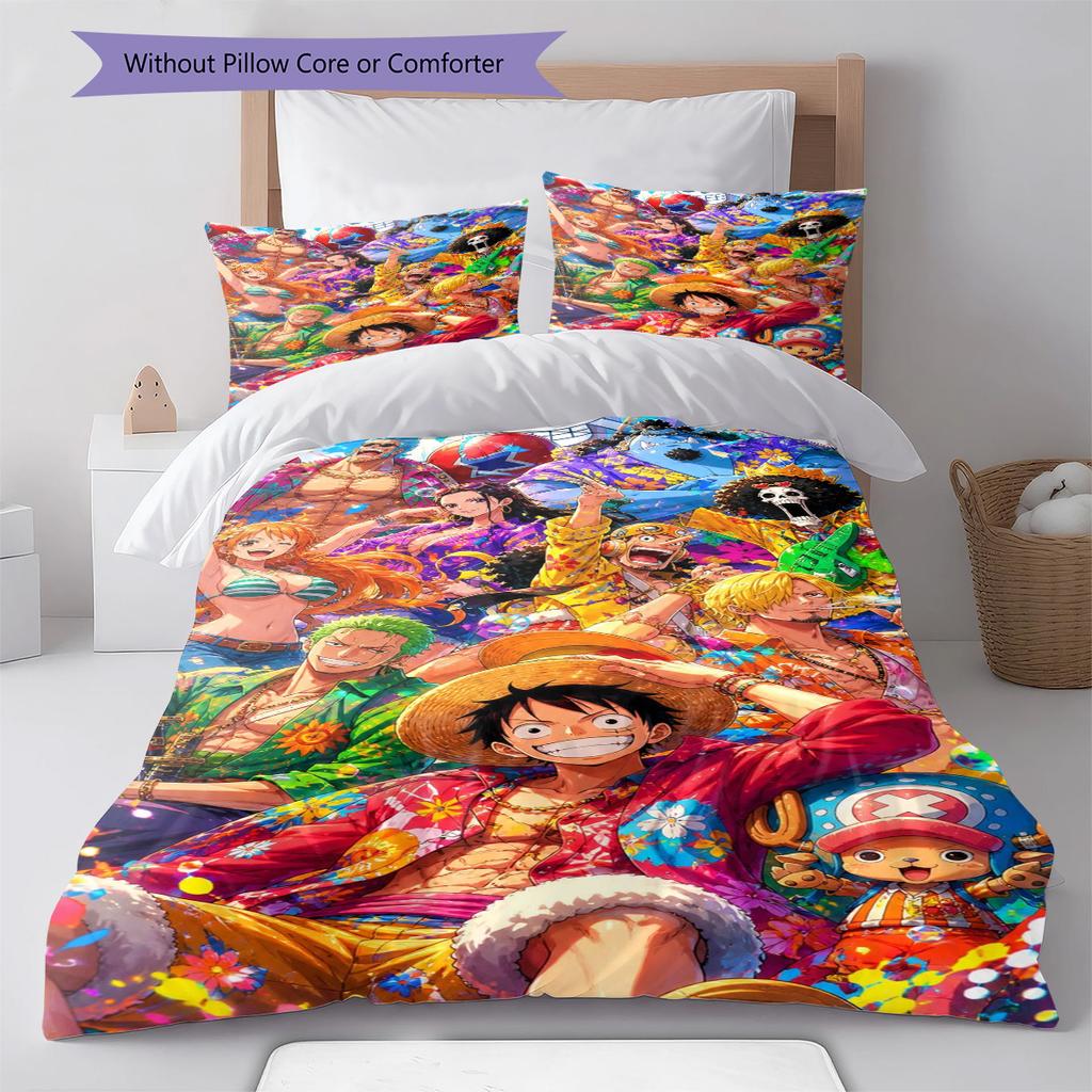 Pirates Anime Art Pattern Bedding Set Quilt Cover Pillowcase Home Decor Gift (1 * duvet cover + 2 * pillowcase, without core)