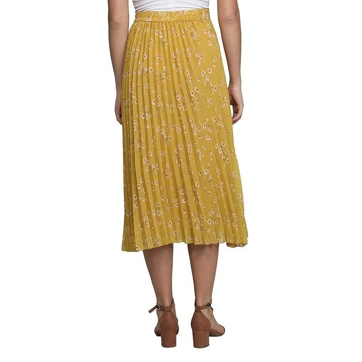 Floral Printed Pure Georgette Skirt Designer Casual Wear Ethnic Middi Skirt
