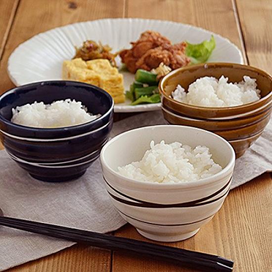 Tableware East Ryžová miska (Malý) Špirálová Minoruba 3-farebná súprava Námornícka biela karamelová ryžová miska ryžová miska hrniec malá miska