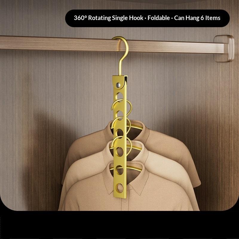 

8 Hole Aluminum Alloy Clothes Hanger Space Saving Foldable Pants Hanger Magic Seamless Multiplayer Closet Organizer