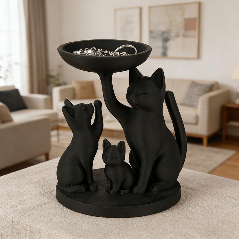 Black Cat Jewelry Tray, Desktop Jewelry Storage Tray, Decorative Items For Home Desktop Decoration & Storage Makeup Storage