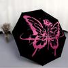 1pc Butterfly Rose Pattern Automatic Folding Umbrella - Compact 8-Rib Design, Durable Plastic & Iron, Lightweight for Outdoor Daily Use072
