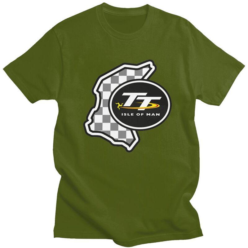 Niestandardowa koszulka Isle of Man TT dla mężczyzn z krótkim rękawem Modna koszulka z wyścigami motocyklowymi Czysta bawełna T-shirty Prezent