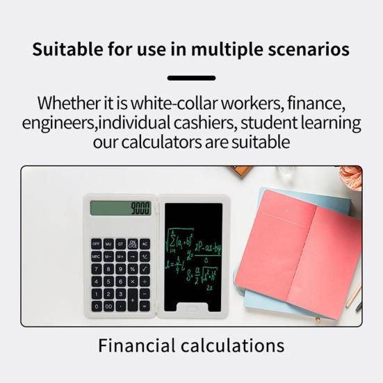 Portable Calculator with Notepad 12-Digit Display Large Display Rechargeable Battery Powered Smart Desk Calculator