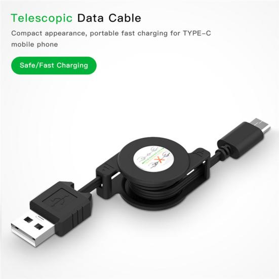 Type-C Retractable Data Sync Phone USB 3.1 Charging Cable Cord for Android iOS