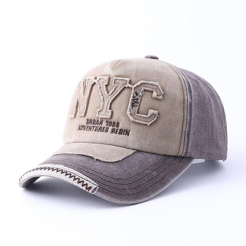 European and American new men's and women's outdoor curved brim baseball cap retro letter NYC sticker personalized cap