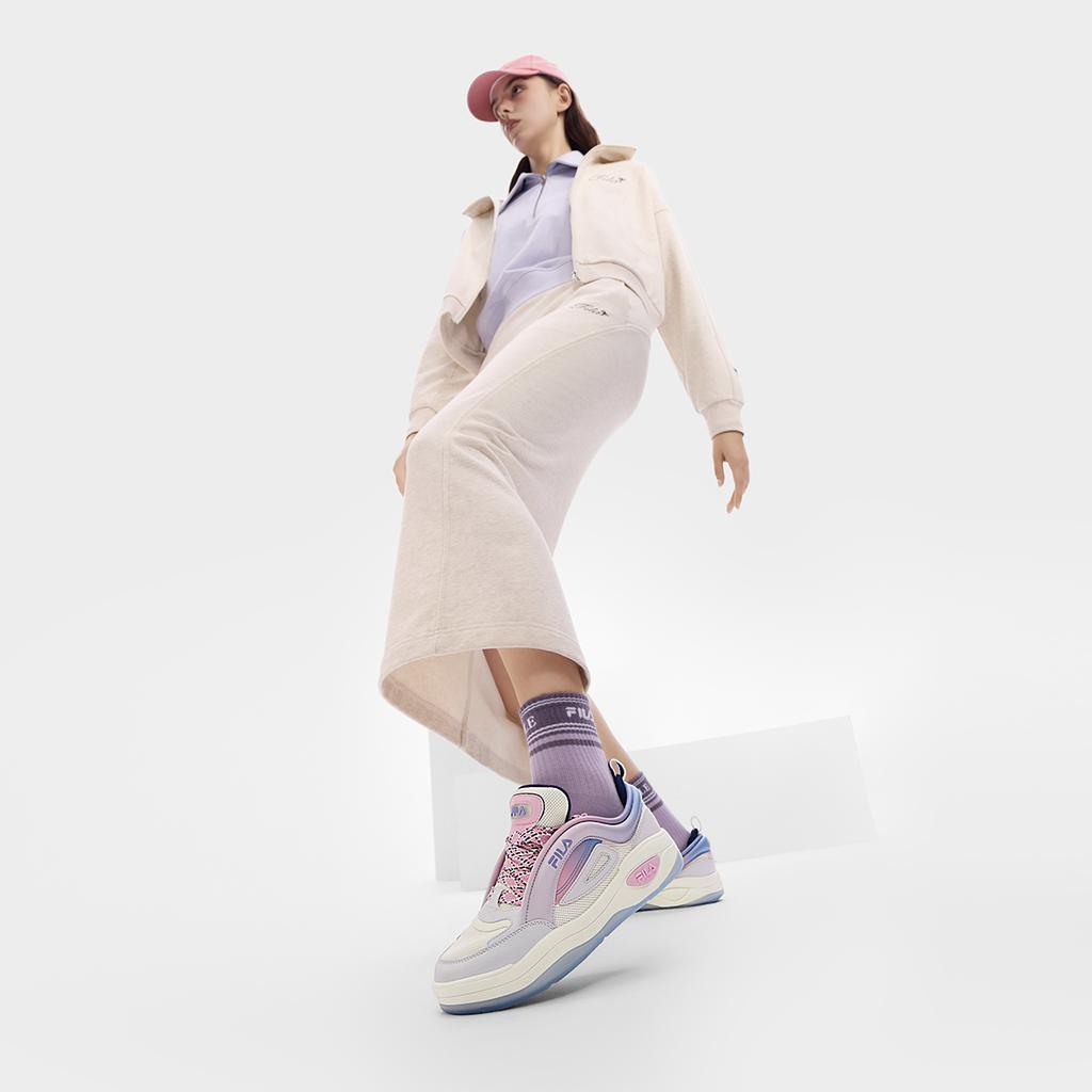 New FILA Low Top Skateboard Shoes Women's Milk White/Rain Mist Gray F12W432208FGN