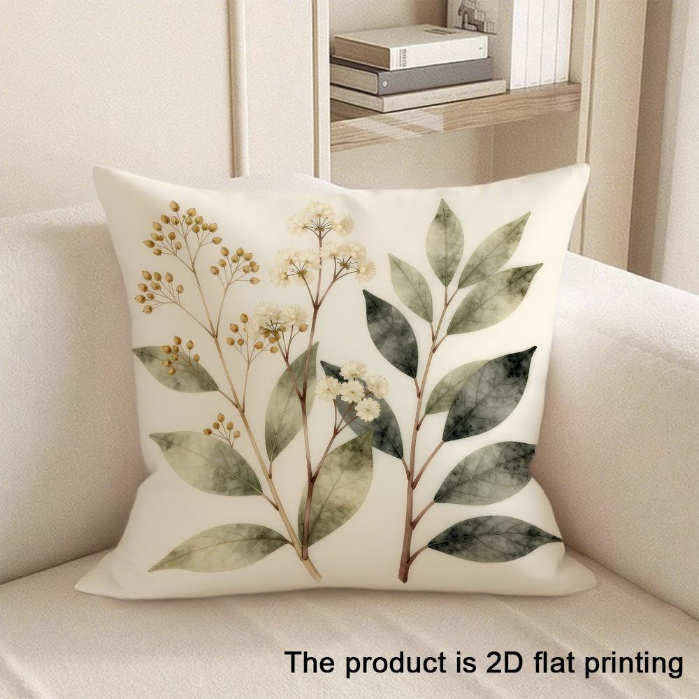 1pc Floral and Leaf Patterned 2D Flat Printing Pillowcases Sofa cushion cover home bedroom room decoration