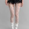 Red Women Love Heart Fishnet Stockings Y2K Girl Sexy Pantyhose Nude Suspender Tights Jk Lolita Cosplay Party Lace Stockings