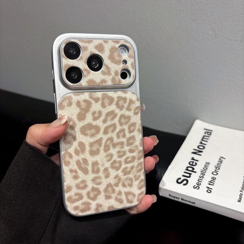 Carcasă de Lux cu Model Leopard Strălucitor pentru iPhone 17 Air 16 15 14 13 Pro Max Placată Strălucitoare Rezistentă la Șocuri Capac Dur pentru Cameră Mare