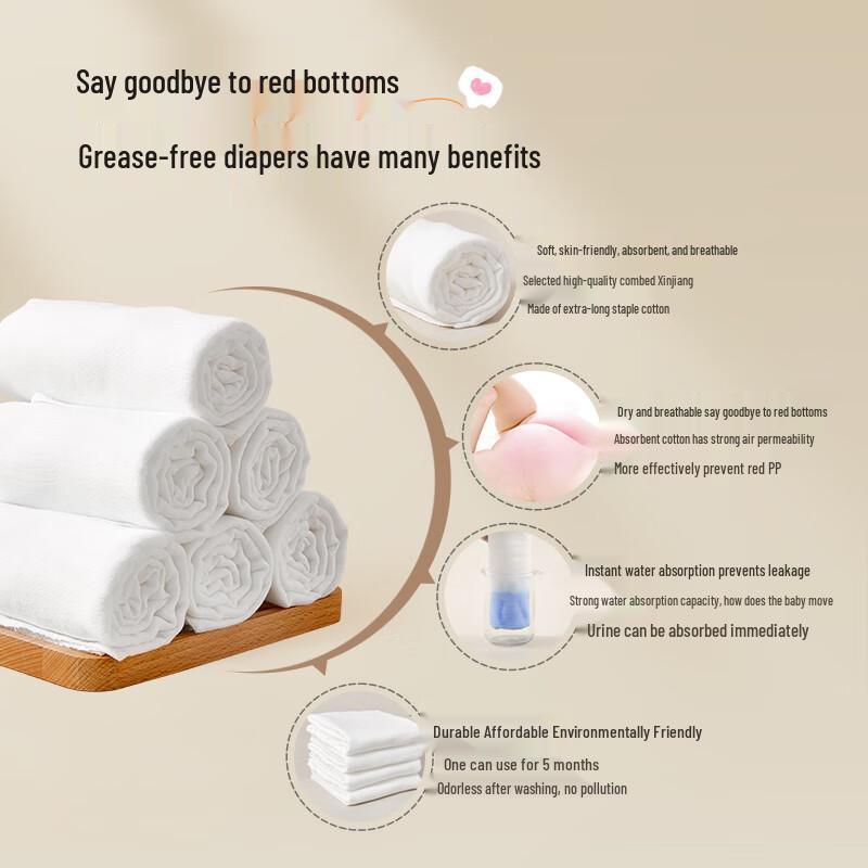 7A Antibacterial Pure Cotton Washable Baby Gauze Diapers