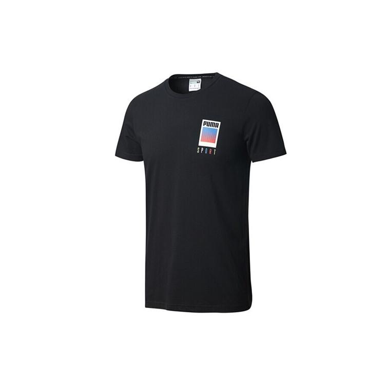 PUMA Sport Printed Short Sleeve TEE Black Men s 599430-01 L