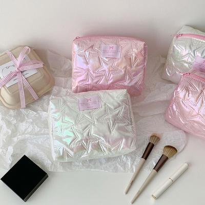 INS Star Design Makeup Bag Portable Pearlescent Travel Storage Bag Large Capacity Cosmetic Bag Daily Use