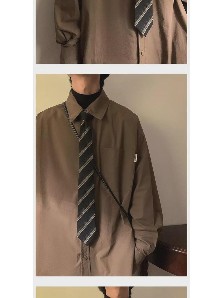 Unisex Japanese Retro Long-Sleeve Casual Shirt: Senior Loose Fit for Spring & Autumn