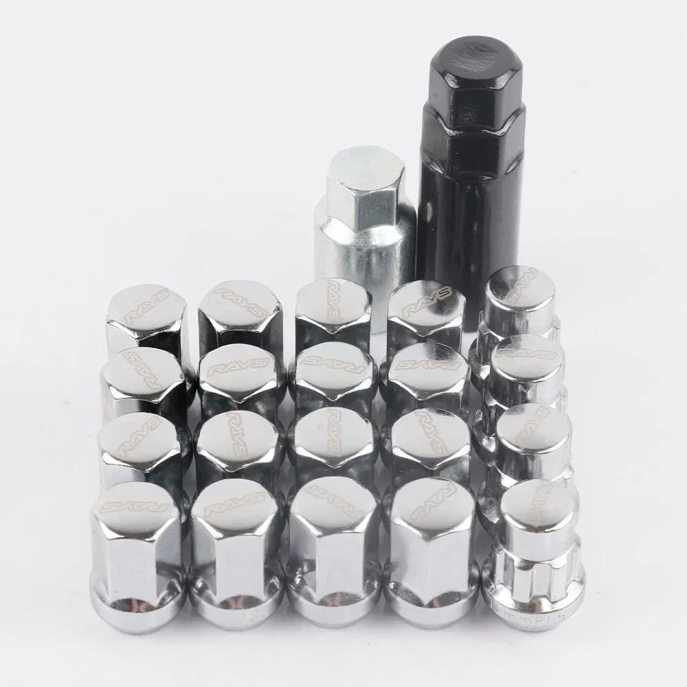 RAYS 17HEX Anti-Theft Security Steel Car Wheel Rims Lock Lug Nuts Closed End Nut 20pcs/set