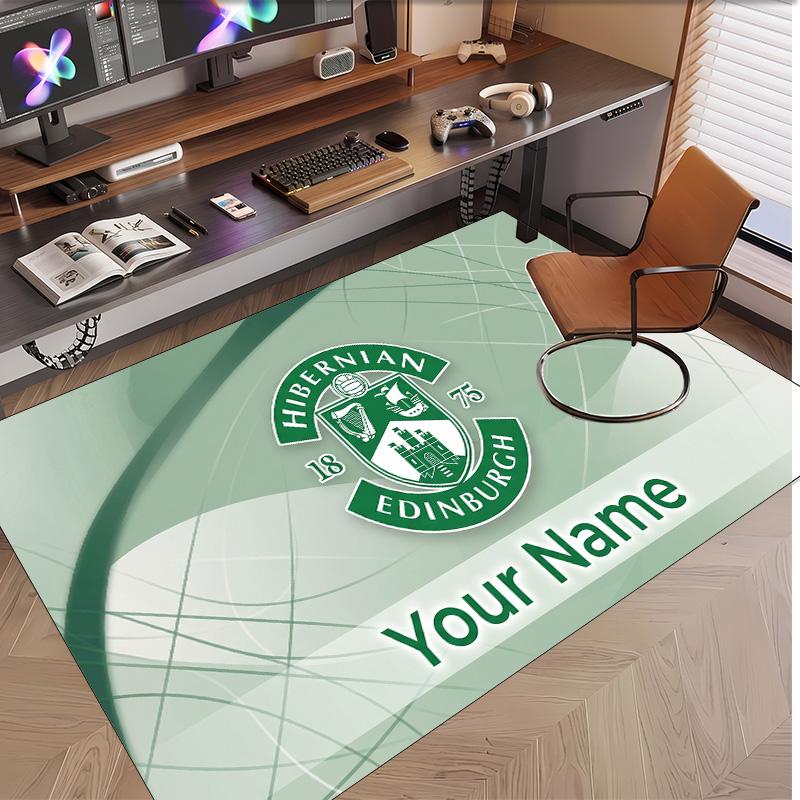 Personalized Crystal Velvet Carpet Hibernian FC Pattern Non Slip Floor Rug