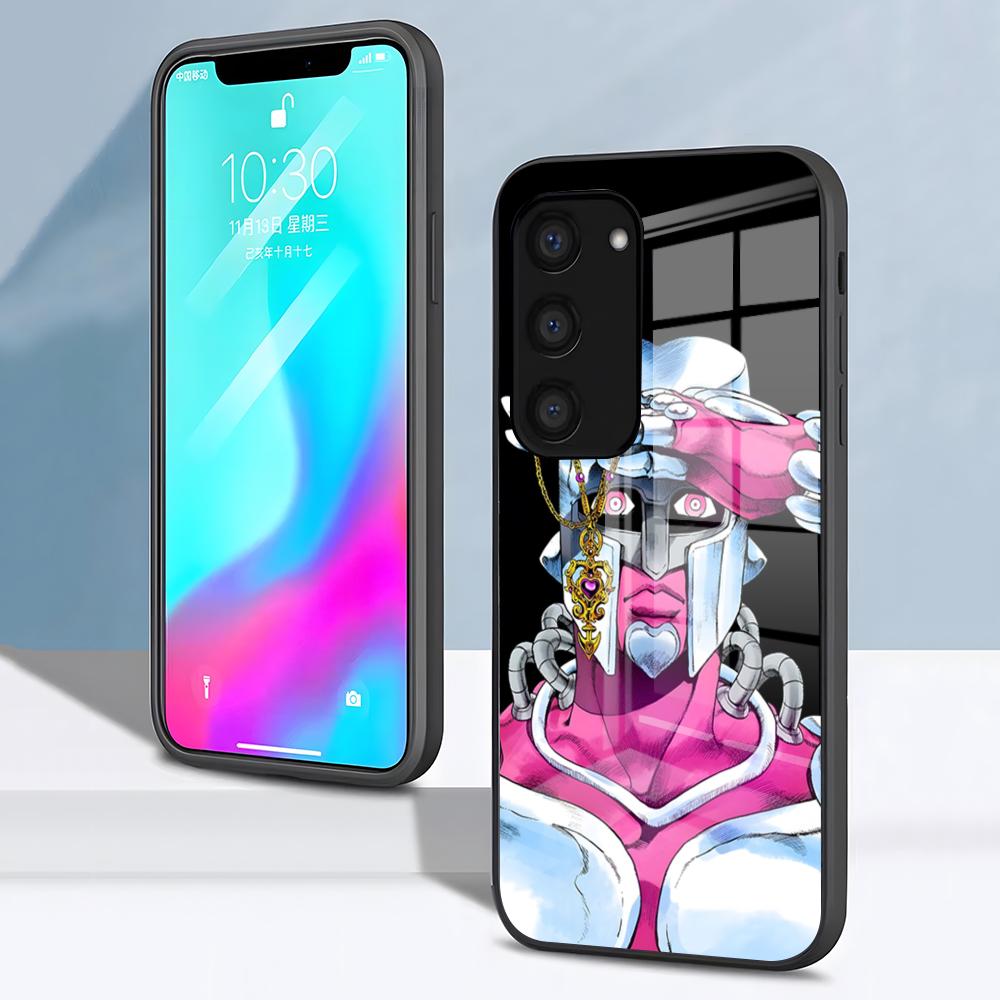 JoJos Bizarre Adventure Phone Case For Samsung S26 S25 S24 FE S23 S22 S21 Plus S20 Ultra Note20Ultra Black Glass Cover