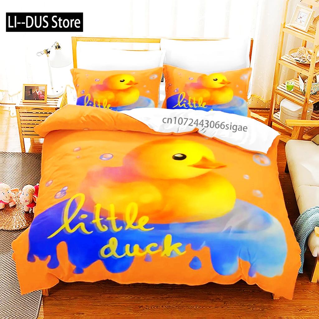 Gelbe Ente Bettwäsche Set Einzelbett Twin Full Queen King Size Kleine Ente Bettset Aldult Jungen Schlafzimmer Bettbezug Sets 3D Druck 015