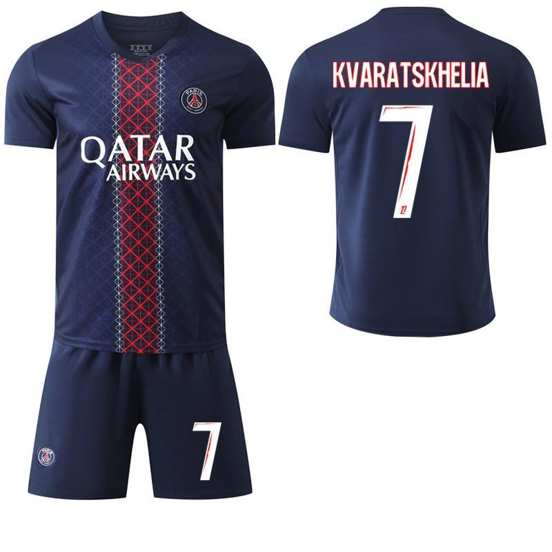 

2025-26 No. 7 Mbappe 10 Dembele 30 Messi Jersey Greater Paris Home Football Shirt Set #20