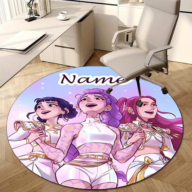 Personalized K-KPop Demon Hunters Round Chair Office Rug - Perfect for Mat, Office Chair & More - Ideal Gift for Birthdays and Holidays