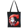 English letters A-Z Christmas number print student casual canvas tote bag