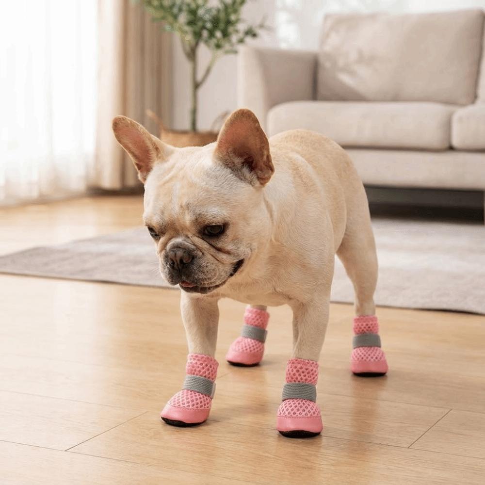 4PCS/SET Anti-Slip Dog Mesh Shoes Wear Resistant Dog Foot Cover Fashion Dog Net Shoes Spring Season