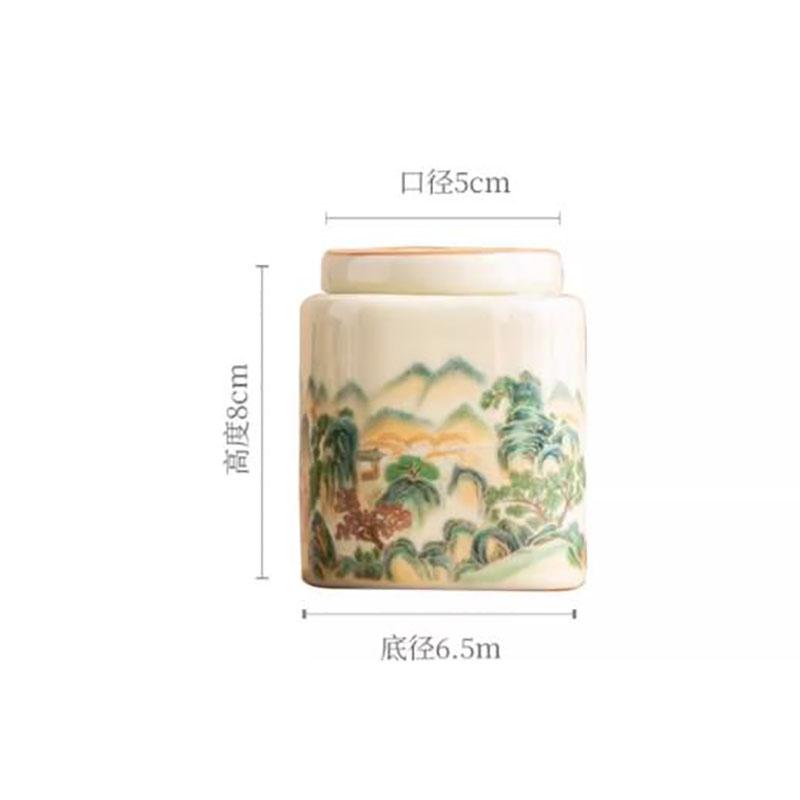 Simple Ceramic Mountain Water Tea Caddy with Lid Sealed Candy Jar Household Multi-functional Coffee Bean Nut Powder Storage Box