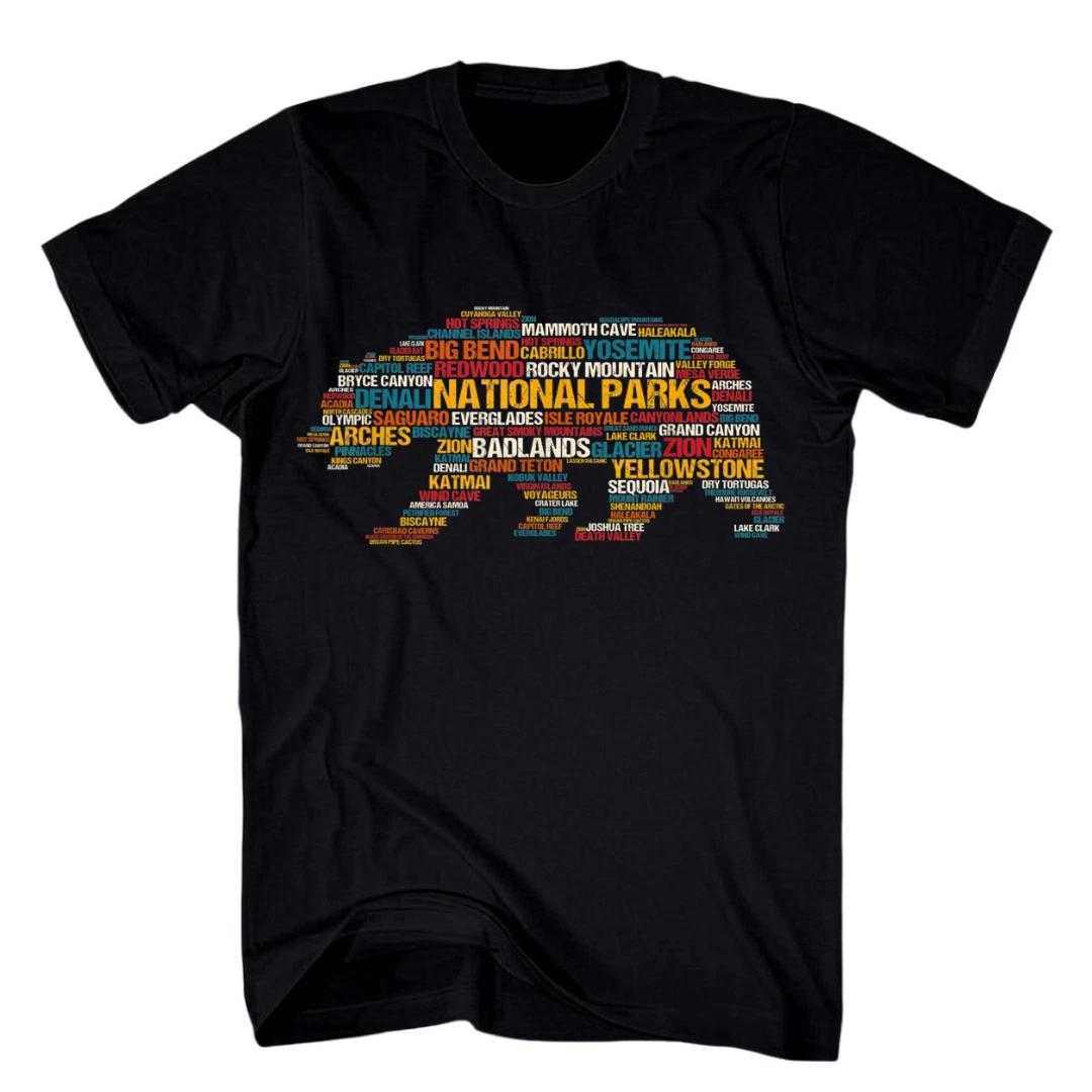 USA National Parks Walking Bear Camping & Hiking T-Shirt Park List Travel XXXXL