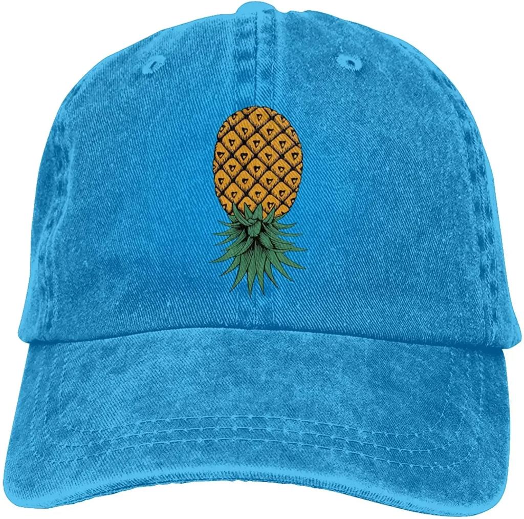 Upside Down Pineapple Embroidered Baseball Cap Vintage Washed Adult Unisex Casual Adjustable Dad Hat